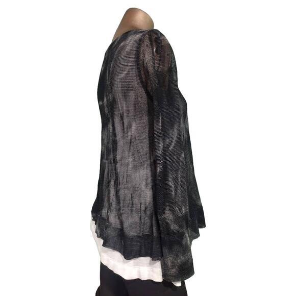 People Like Frank Double Layer Pullover Sweater, Black and White, Size XS - Picture 5 of 8